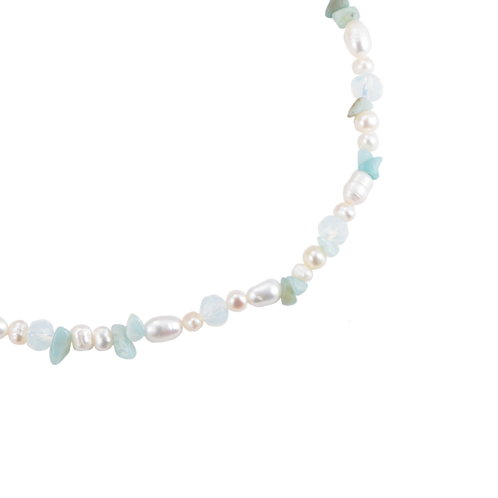 Green Oasis Stones & Pearl Necklace