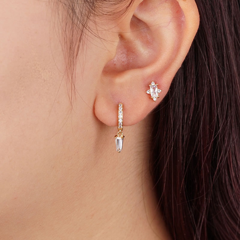 Coffin Diamond Gold-plated Earrings