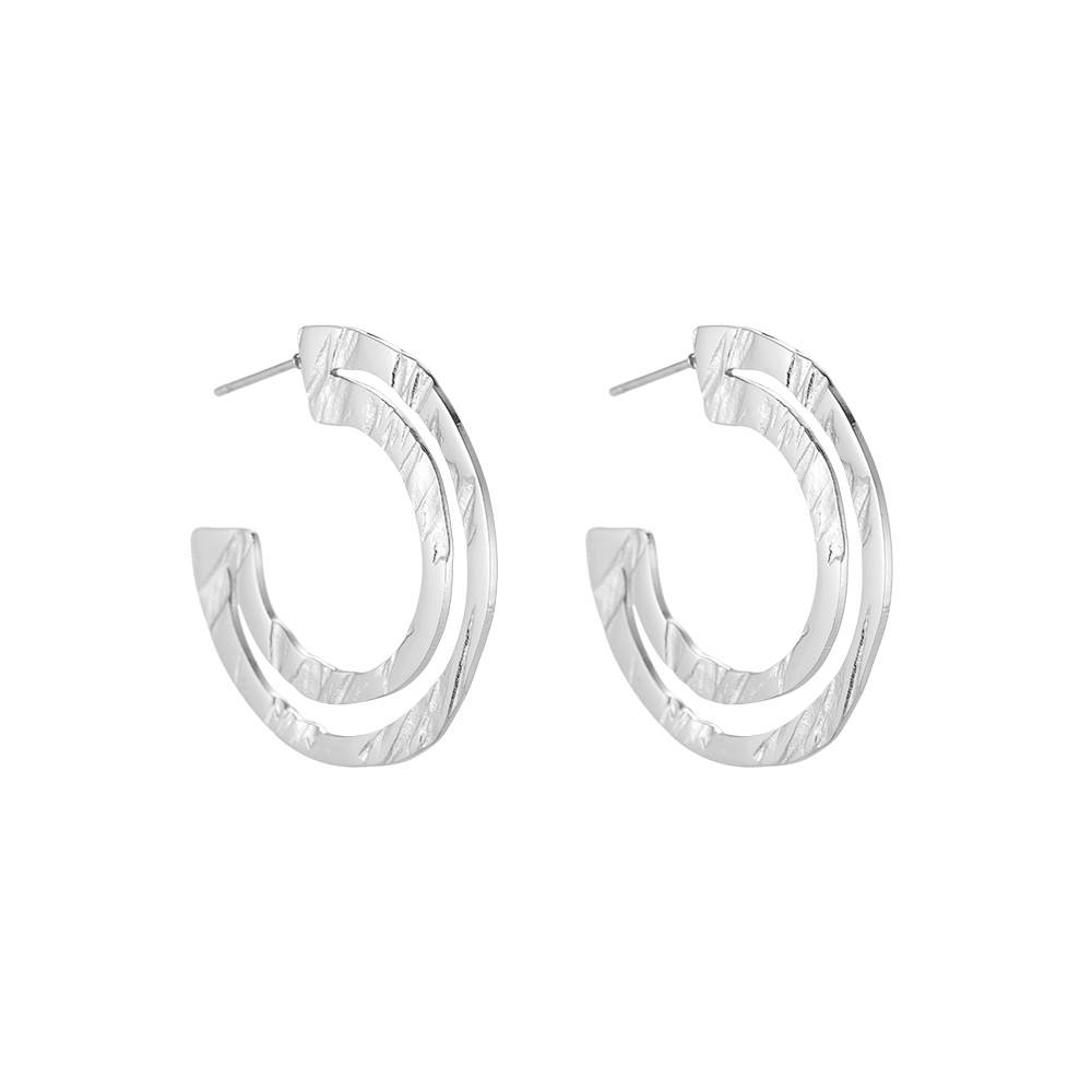 Hollow Halfmoon Stainless Steel Earrings