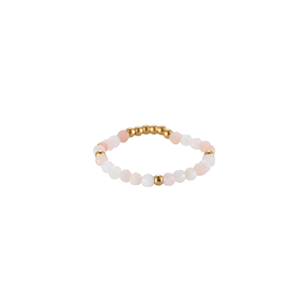Pink Opal Semi-Precious Gemstone Edelstahl Ring