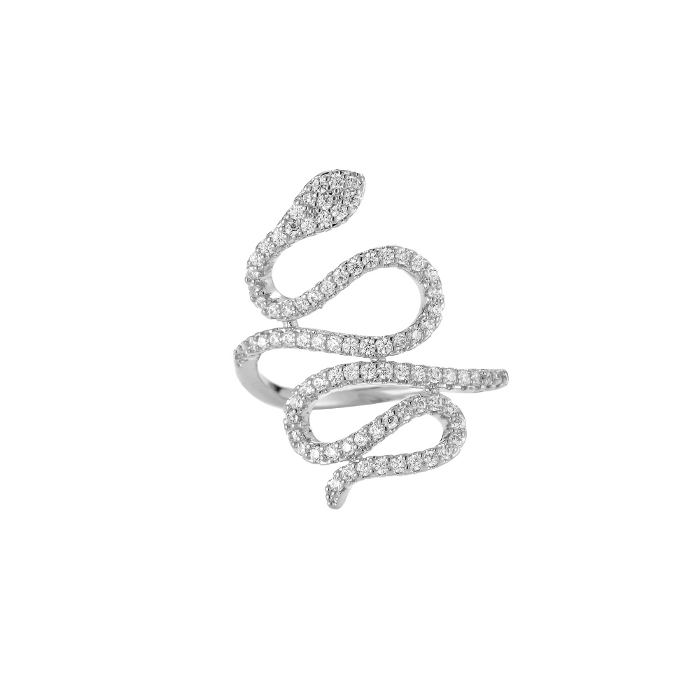 Crystal Whirling Snake Plated Ring