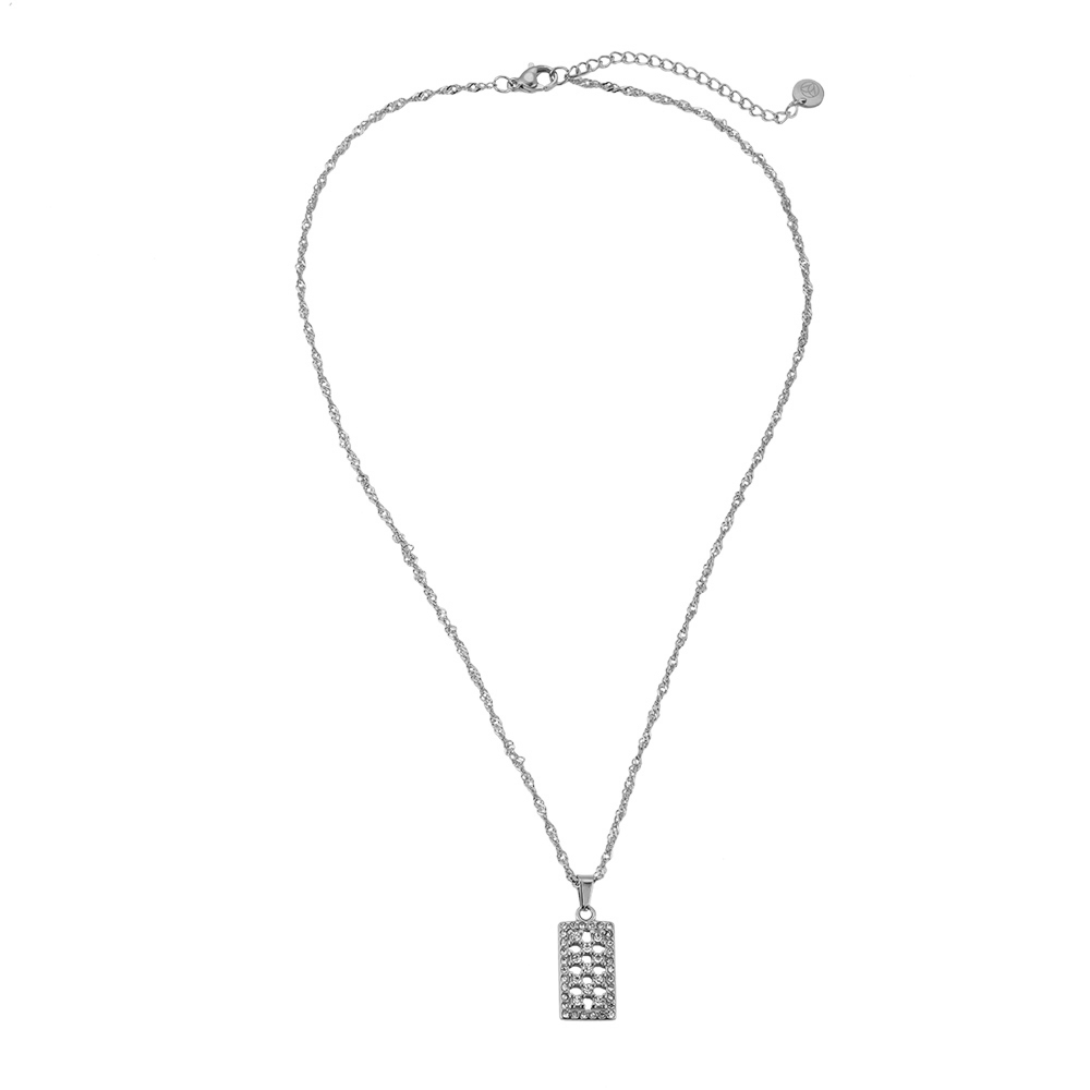 Diamond Tile Rug Stainless Steel Necklace