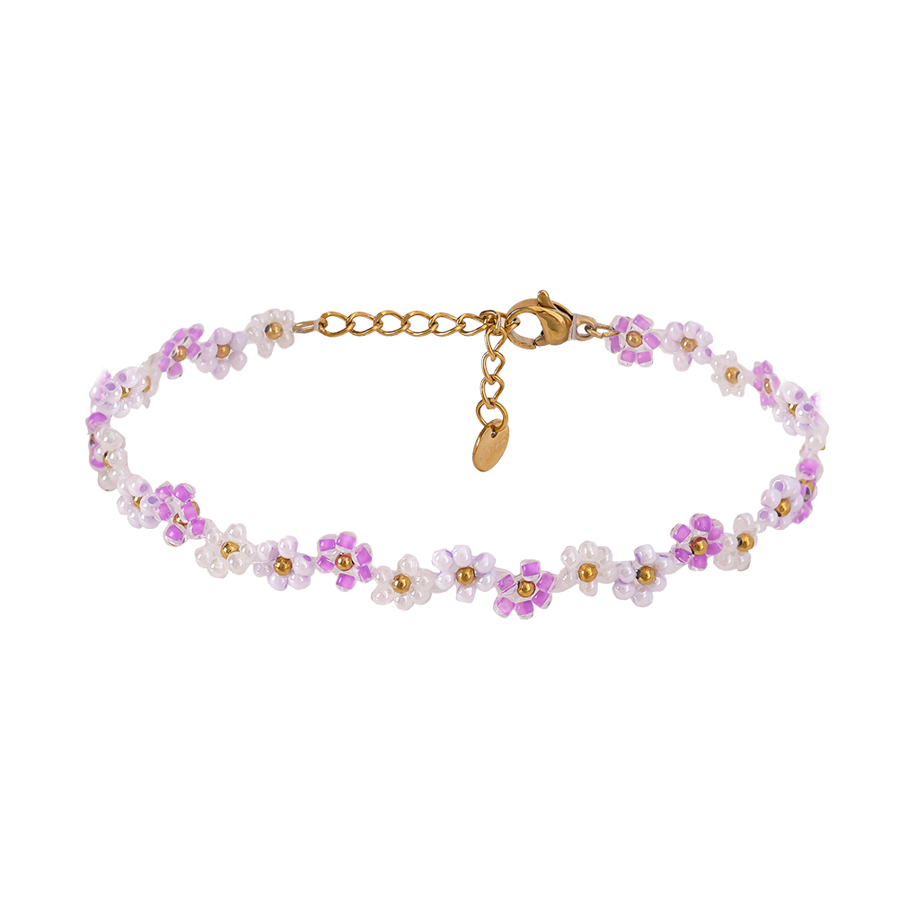 17cm Only Varitious Color Beads Flowers Summer Edelstahl Armkette   