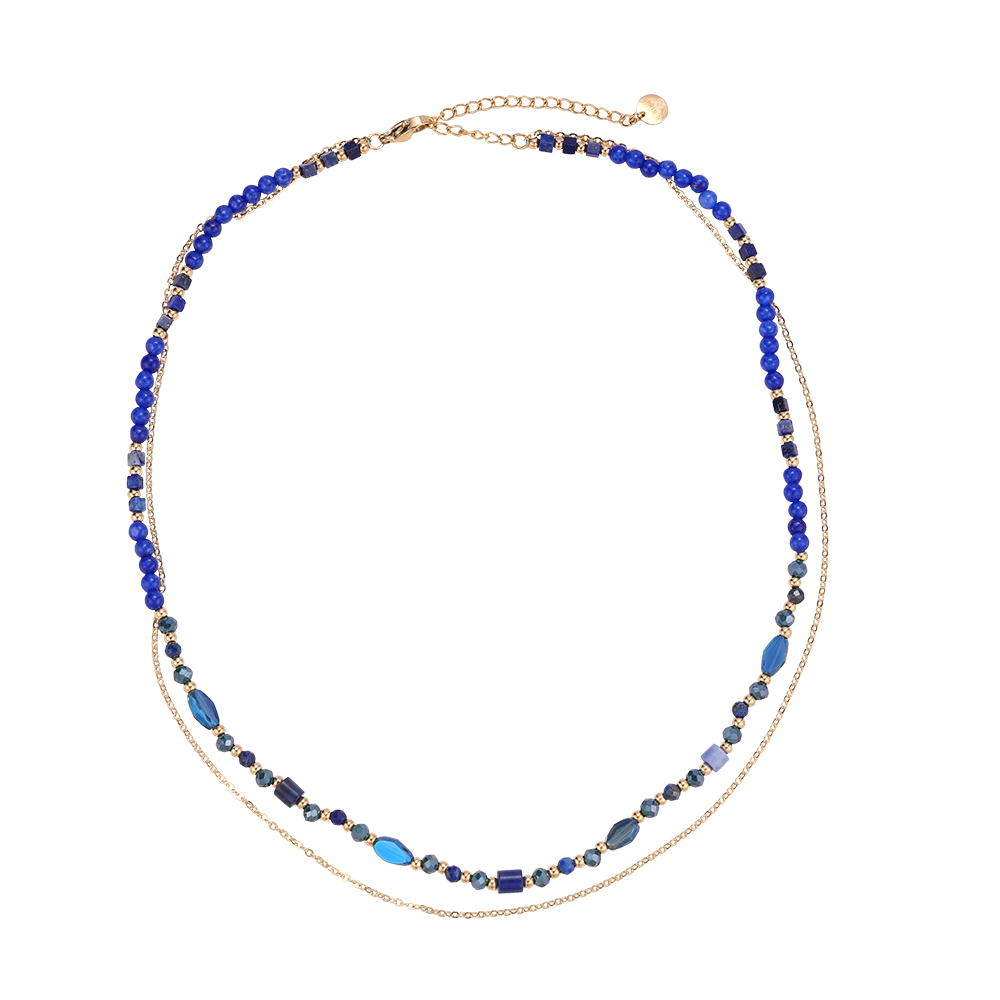 Blau Und Gold Edelstahl Halskette