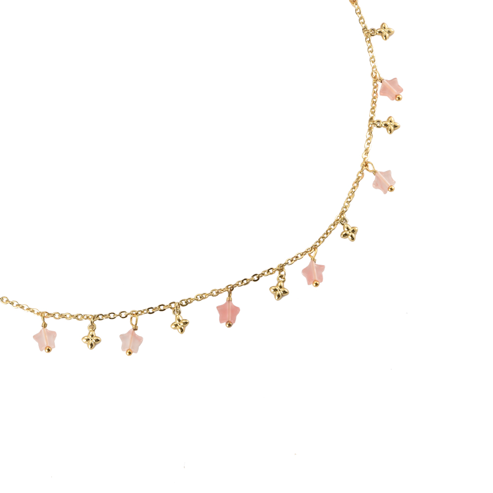 Pink Star & Golden Pendants Edelstahl Kette