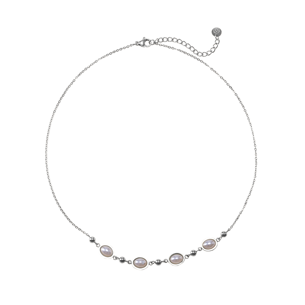 Pearl Egg Quartet Stainless Steel Necklace