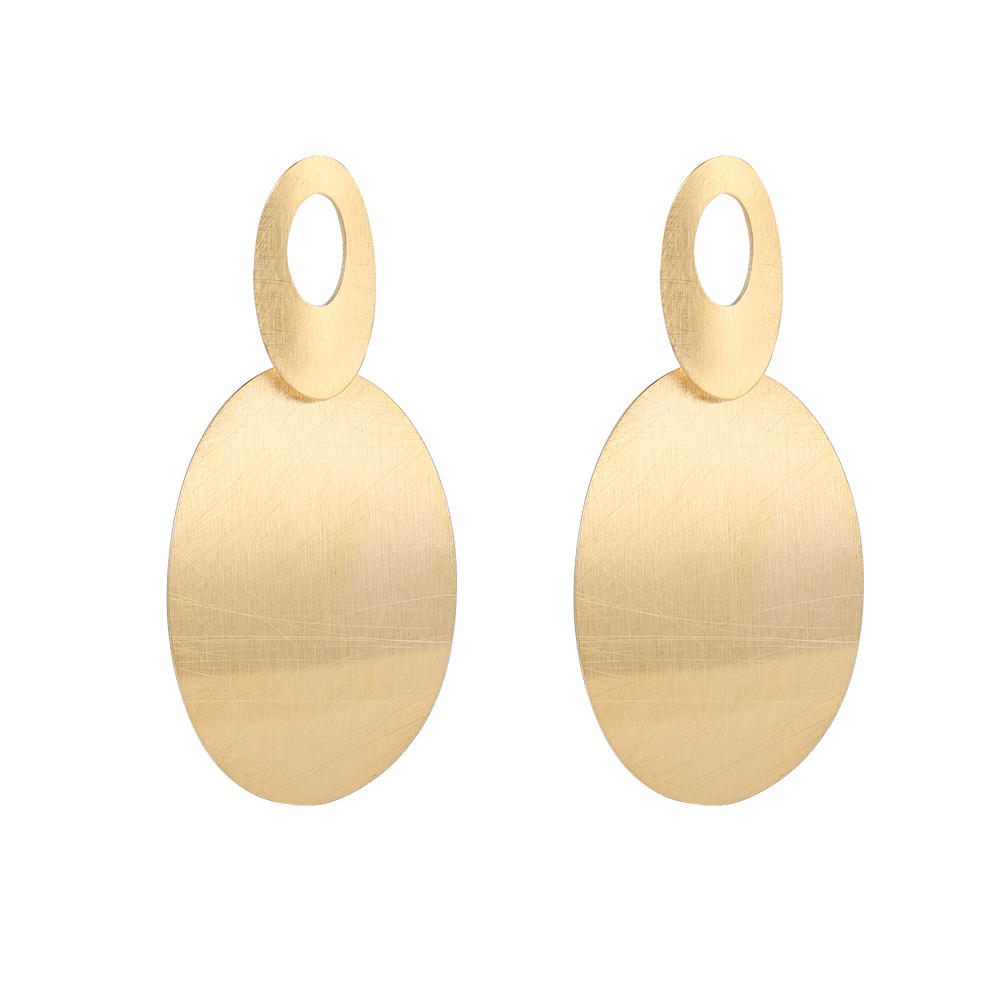 Scarred Oval Plates Stainless Steel Earrings