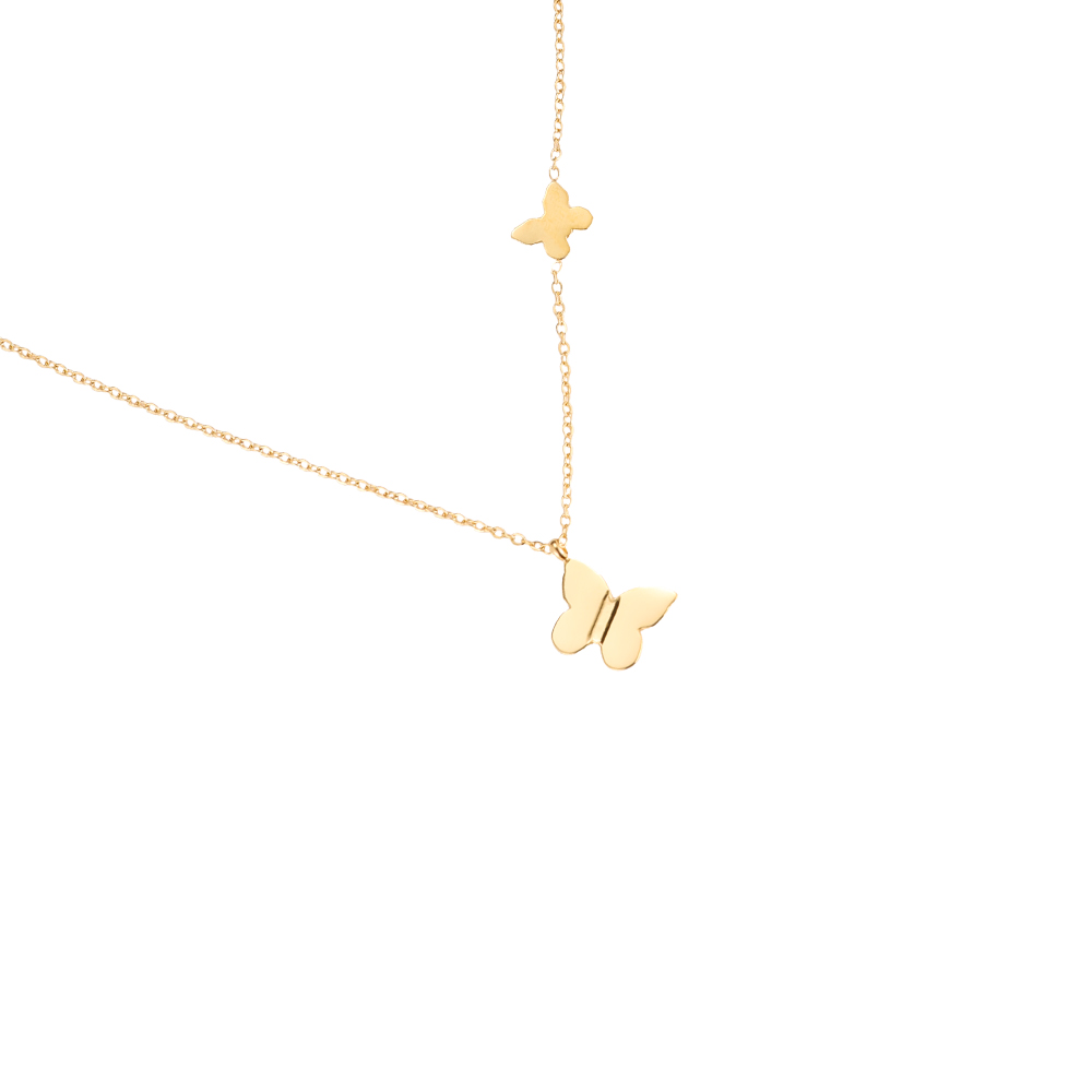 Duo Butterfly Stainless Steel Necklace