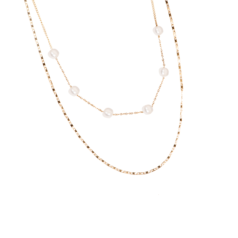 Pearl Two Layers Edelstahl Kette