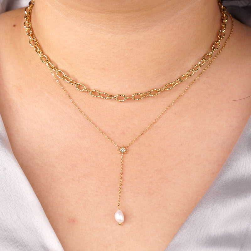 Star Honey Pearl Stainless Steel Necklace