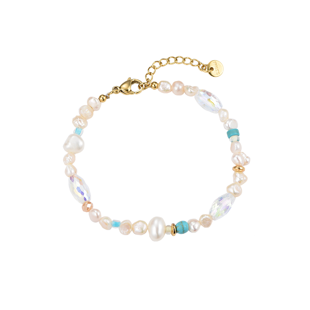 Pearls with  Shining Crystals Bracelet