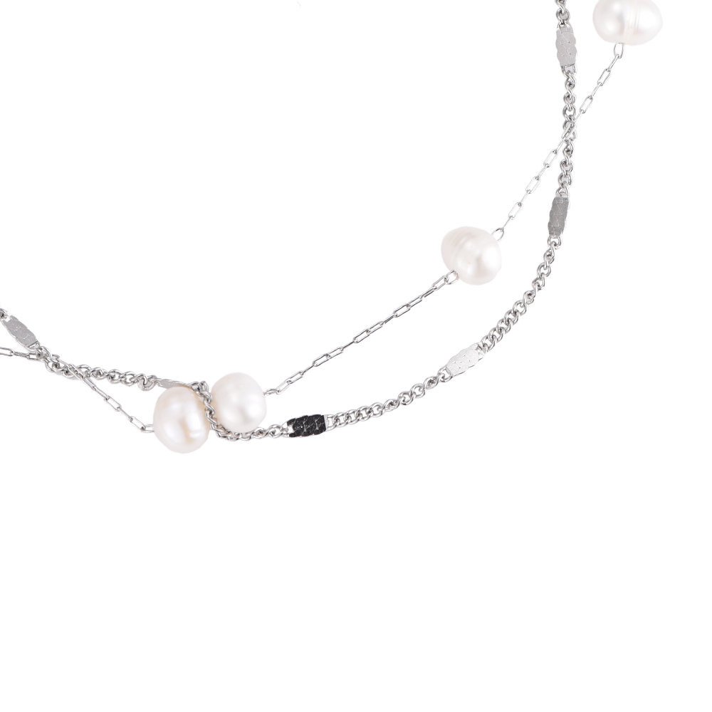 Bubbly Pearls Multilayered Edelstahl Fußkette
