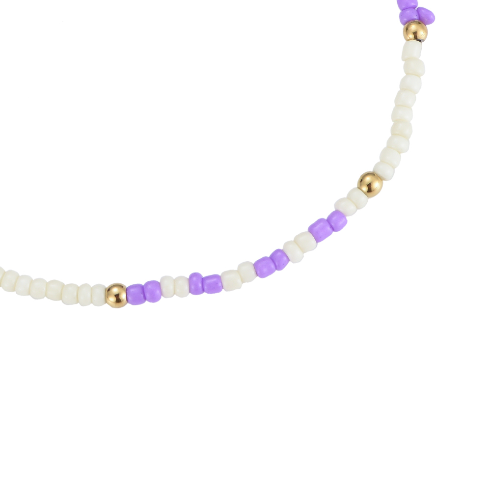 Purple and White Beads Bracelet