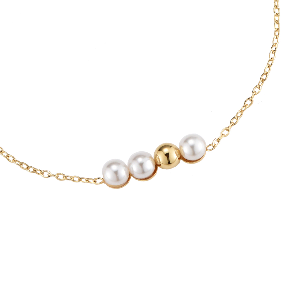 1 Golden Ball & Pearls Stainless Steel Bracelet