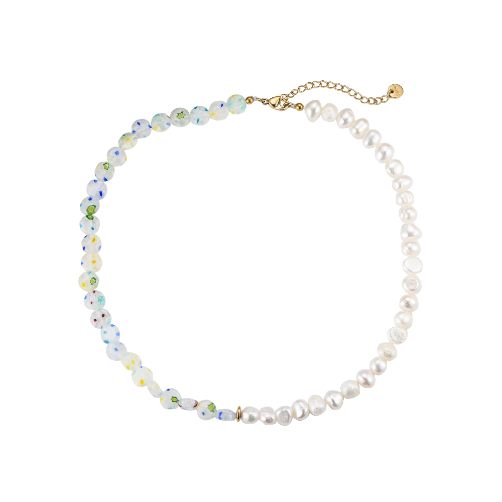 Augusta Half Beads Half Pearl Necklace
