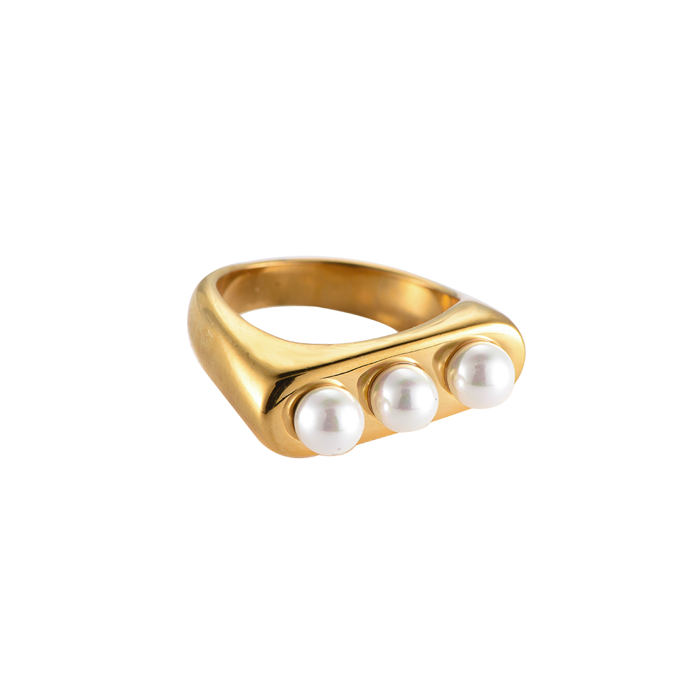 Chunky Pearls Stainless Steel Ring