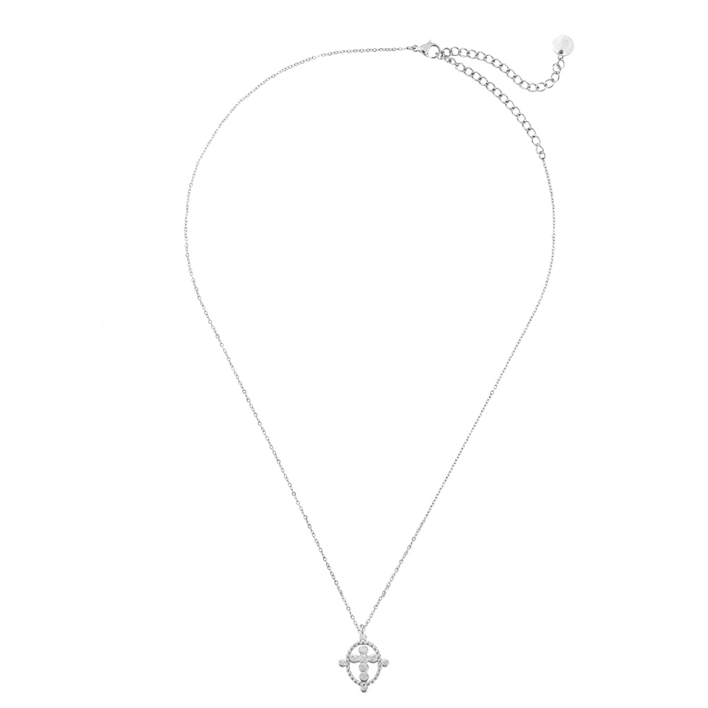 Dot Crucifix Steel Necklace