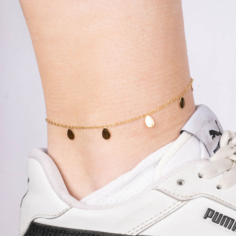 Egg Shaped Plates Stainless Steel Anklet