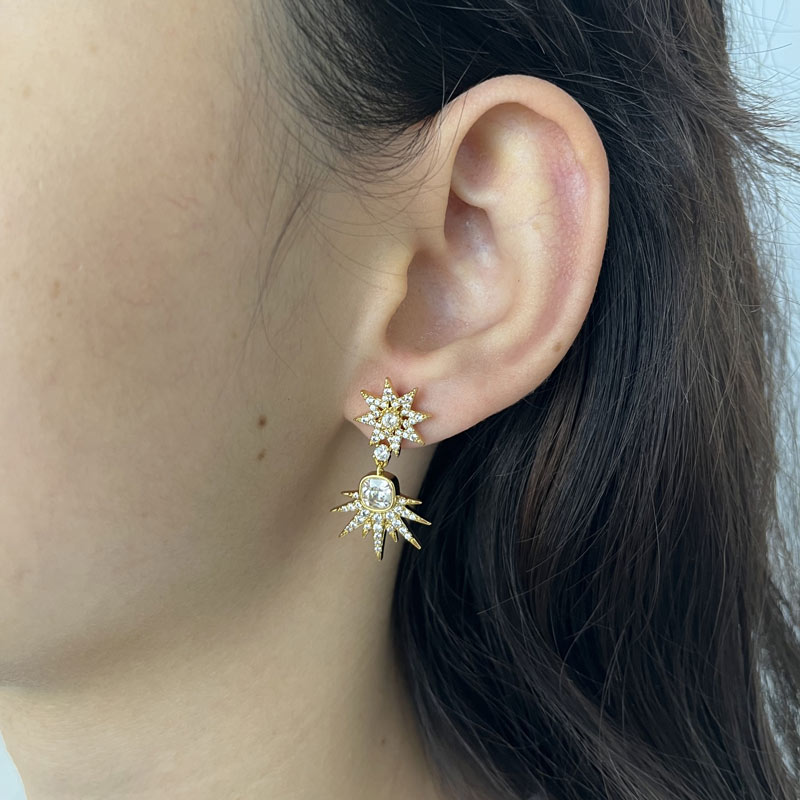 Star Collision Nova Gold-plated Earrings