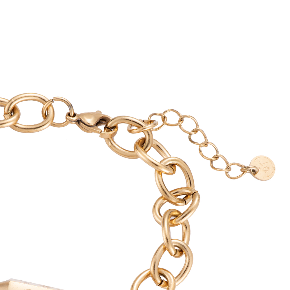 'Happy Smile Lucky' Hexagon Chain Stainless Steel Bracelet