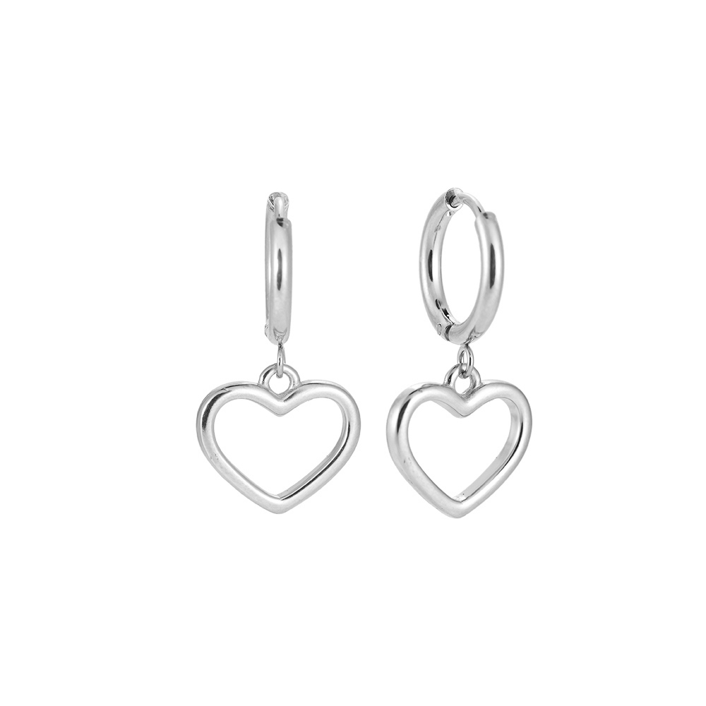 Pristine Heart Outline Stainless Steel Earrings