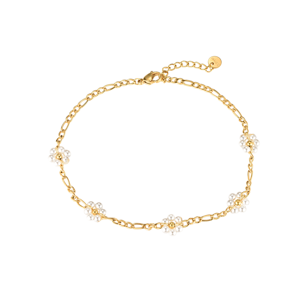 Pearl Flora  Stainless Steel Anklet