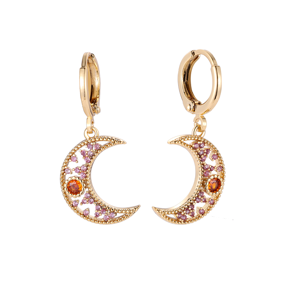 Sparkling Crescent Moon Gold-plated Earrings