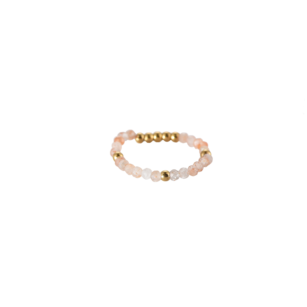 Golden Sun Semi-Precious Gemstone Edelstahl Ring