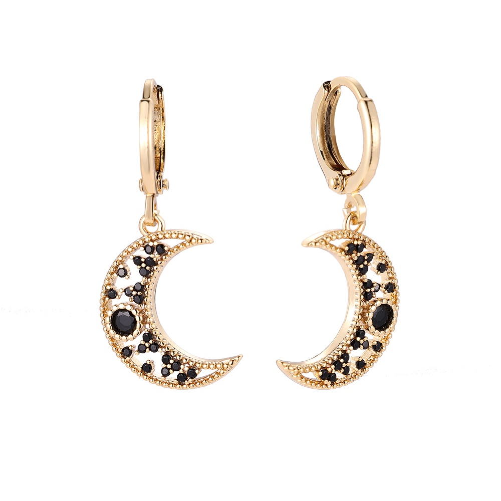 Sparkling Crescent Moon Gold-plated Earrings