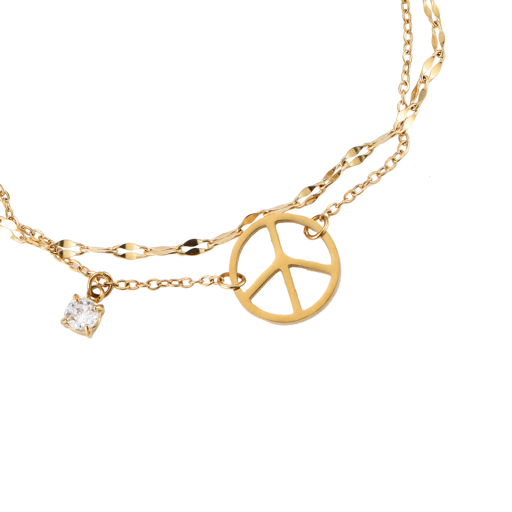 Peace Symbol 2 Layer Stainless Steel Bracelet
