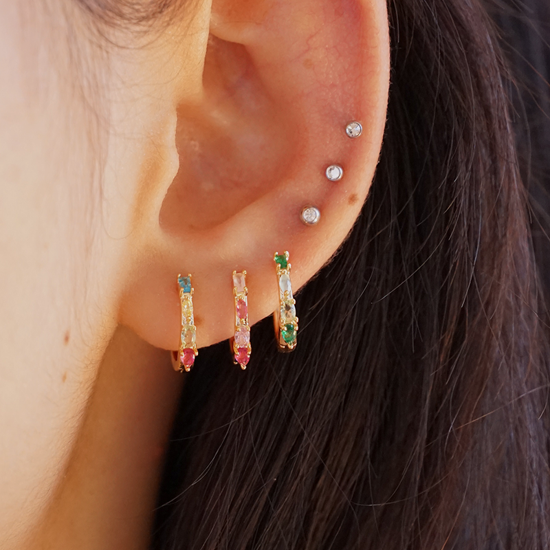 Olivia Colorful Diamonds Plated Earrings