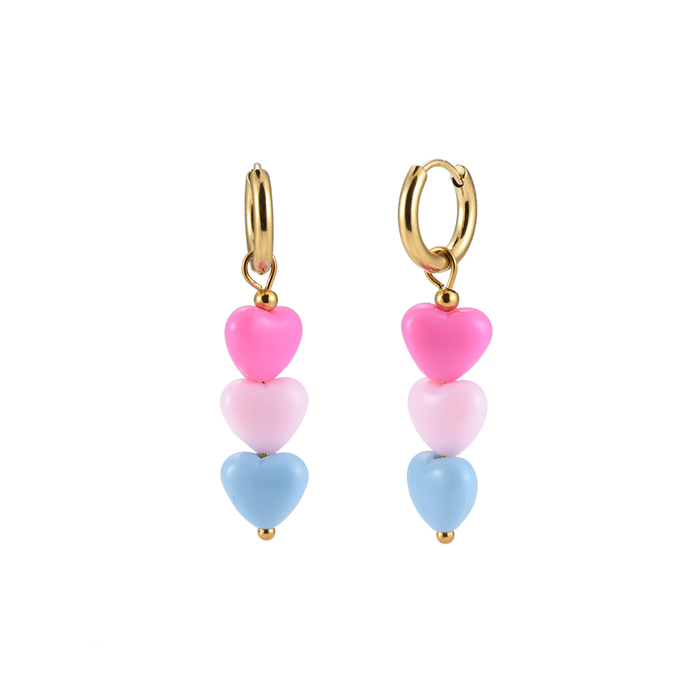 Colorful Triple Hearts Stainless Steel Earrings