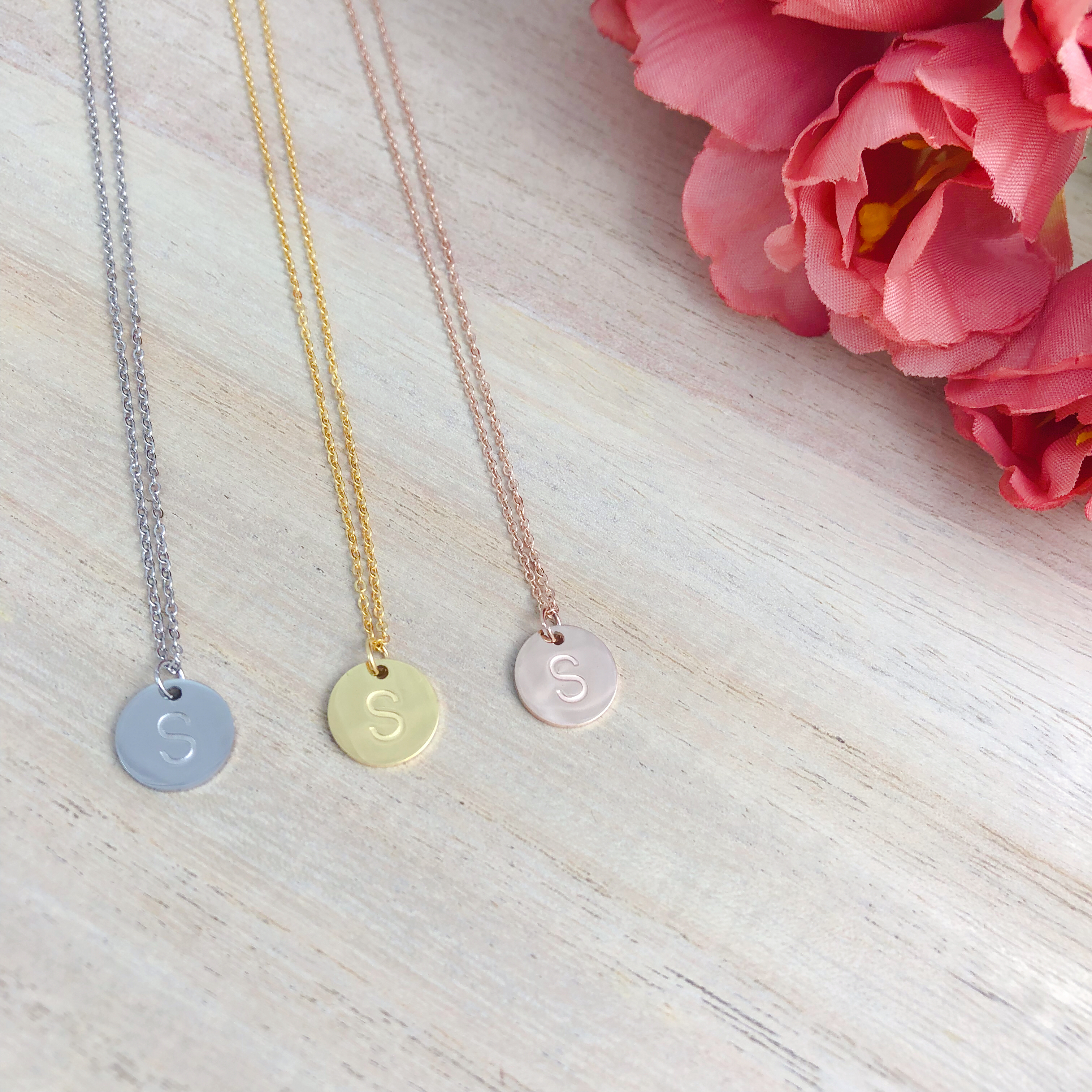 Alphabet in Circle Stainless Steel Necklace