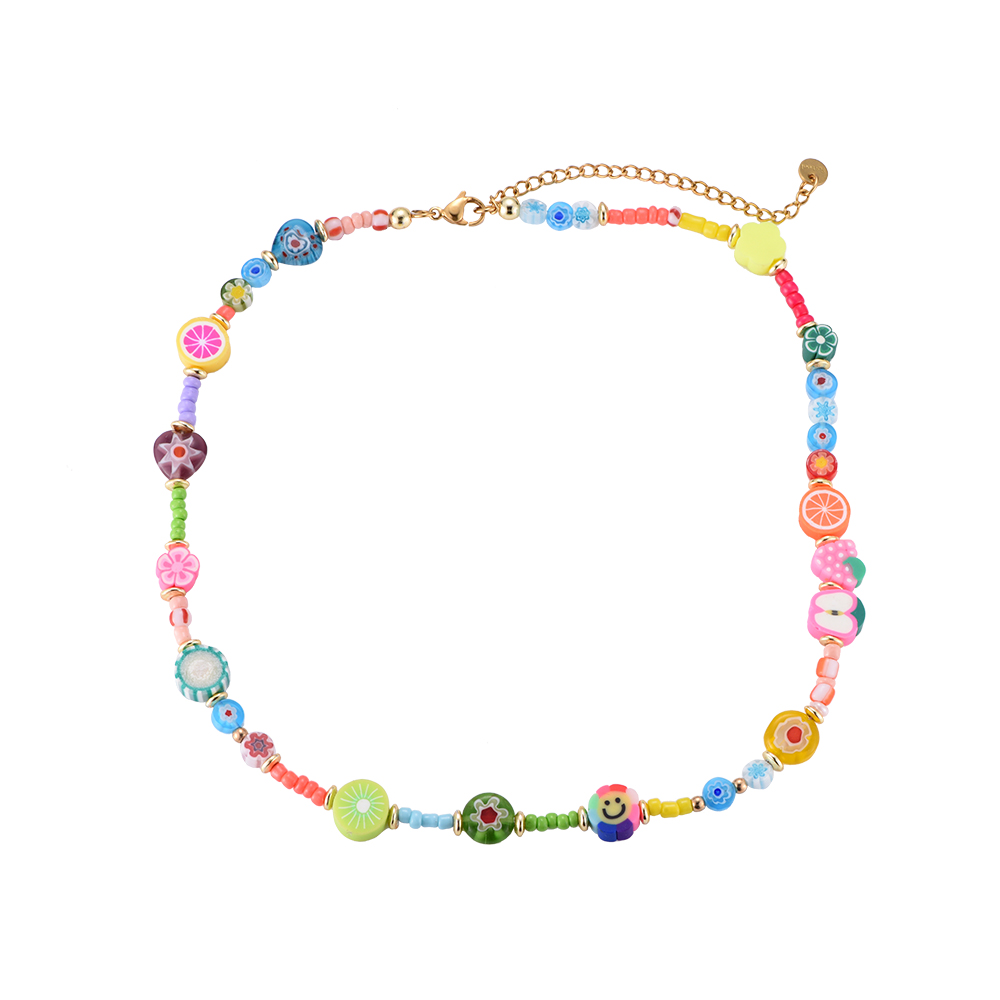Flower & Colorful Beads Necklace