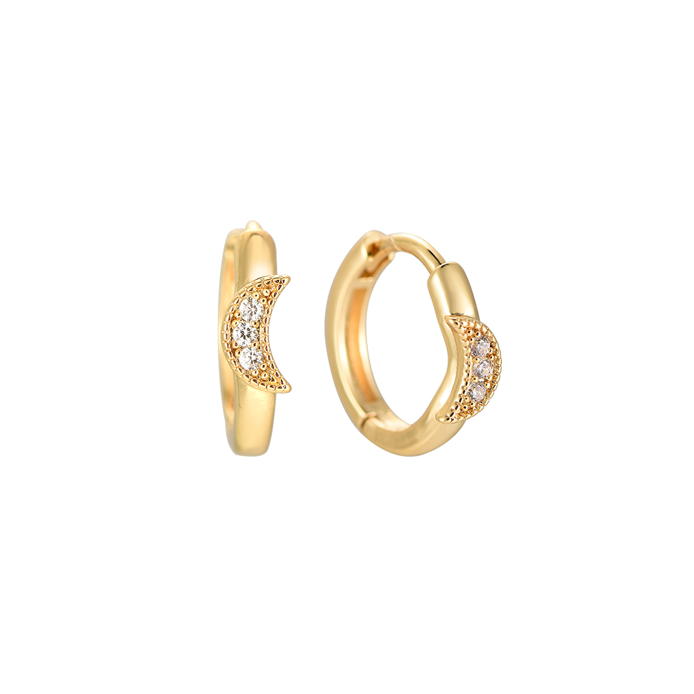 Diamond Crescent Moon Gold-plated Earrings