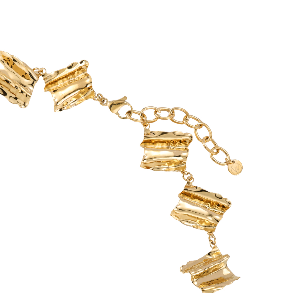 Gold Blätter Edelstahl Halskette
