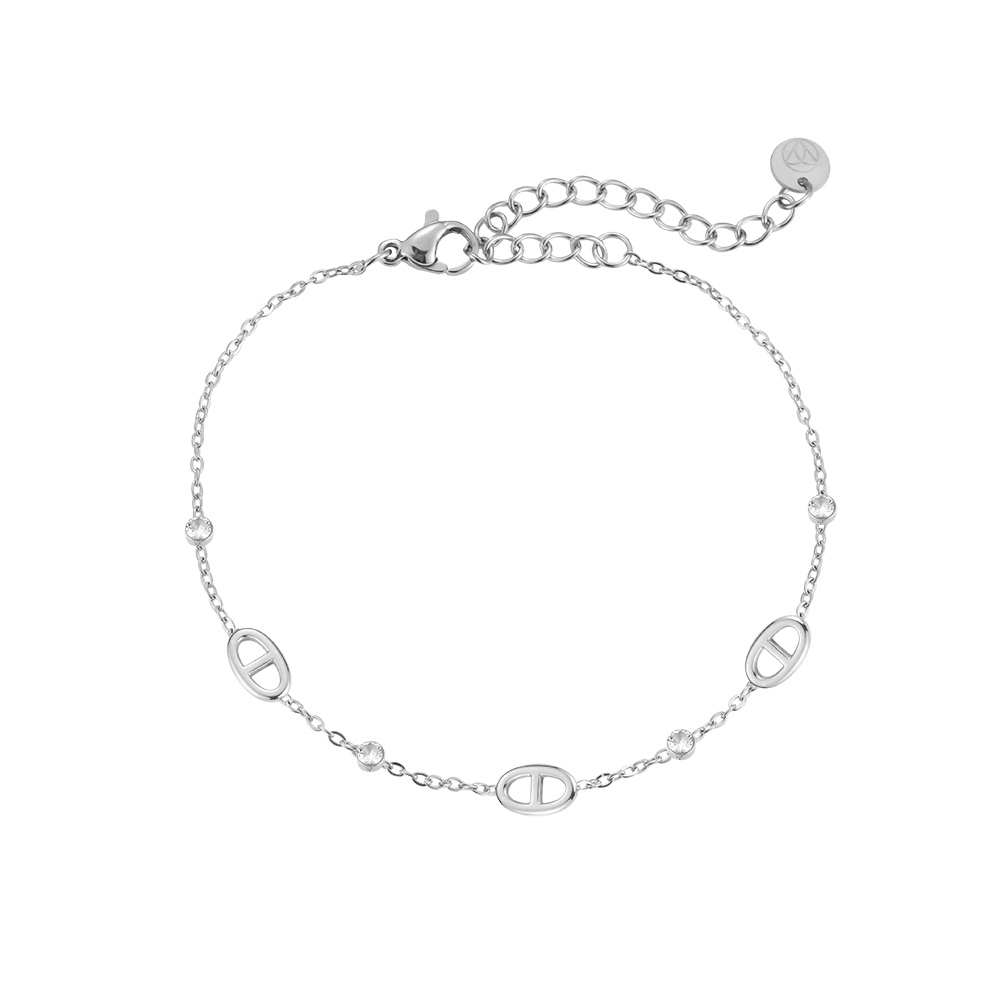 Diamonds & Nose Chain Stainless Steel Anklet