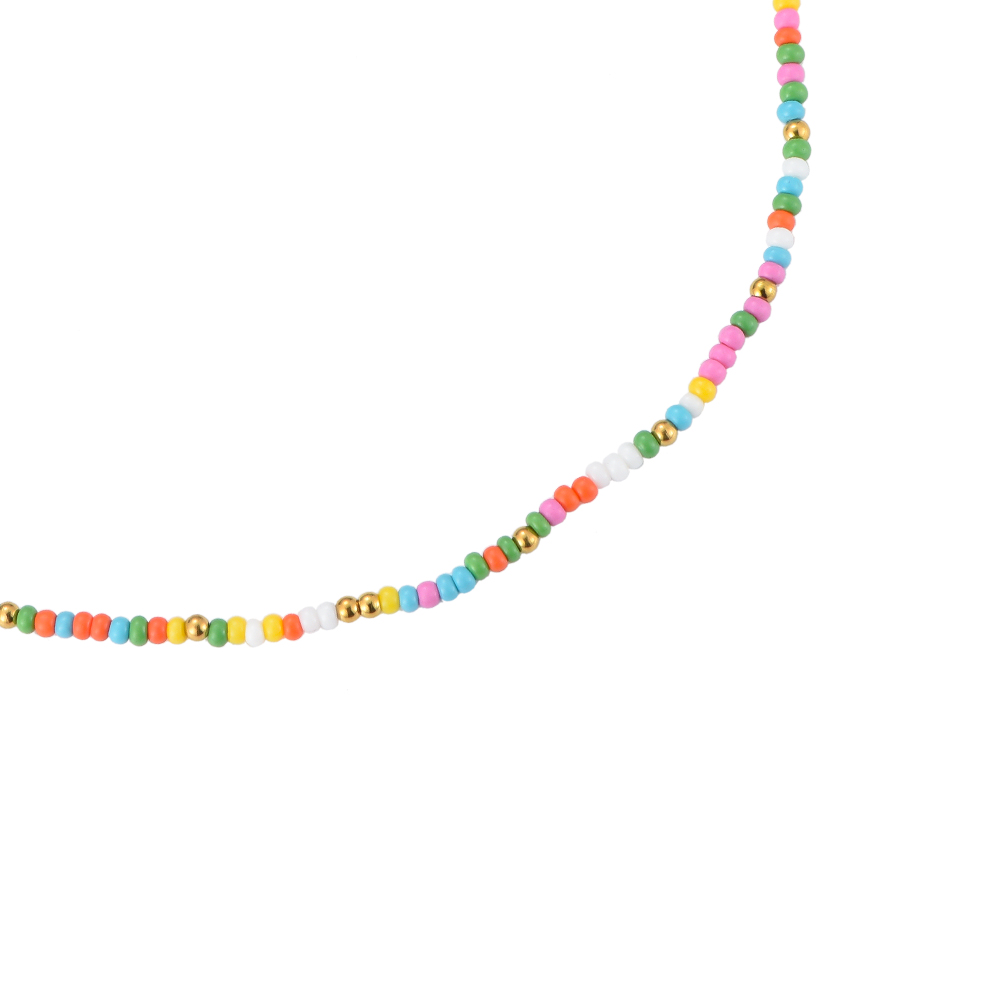 Bally Colorful Beads Stainless Steel Necklace