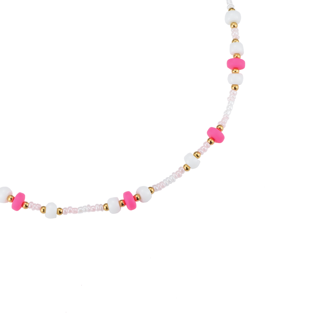 Malia Pink Beads Stainless Steel Necklace