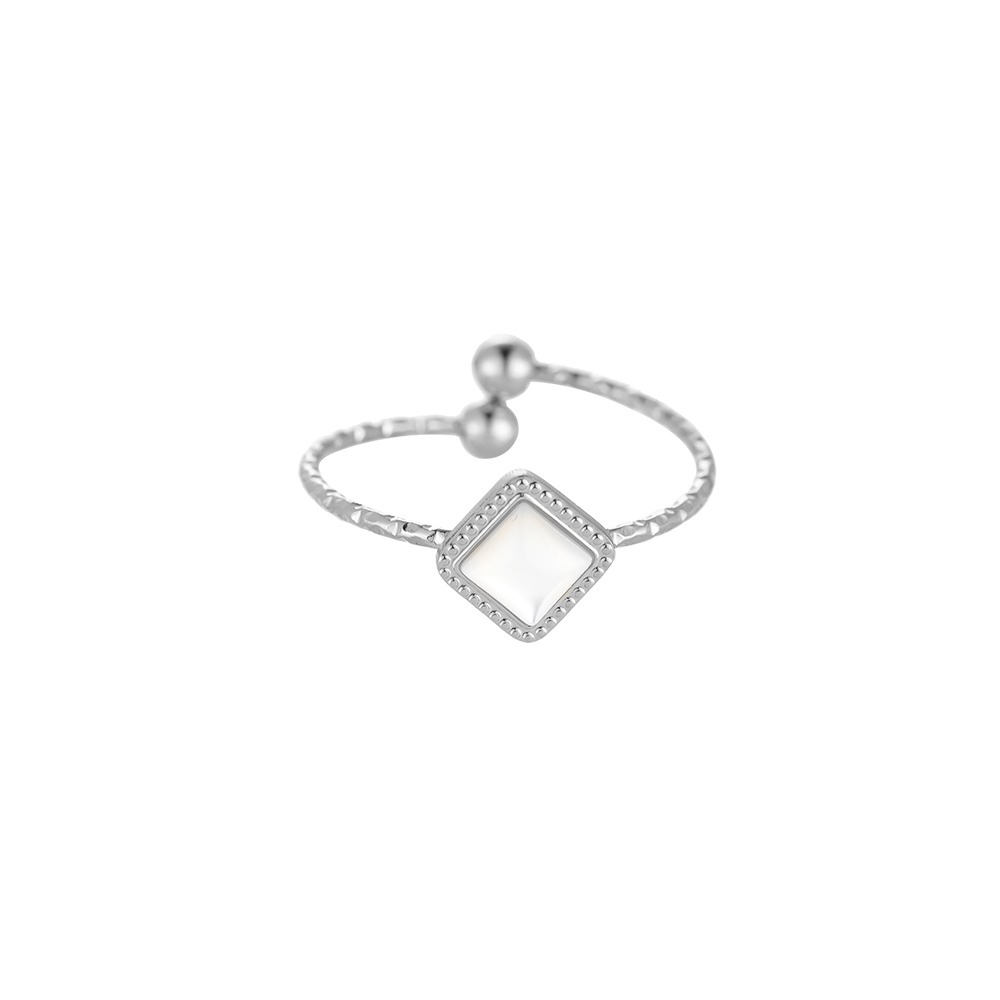 Classy Square Pearl Stainless Steel Rings