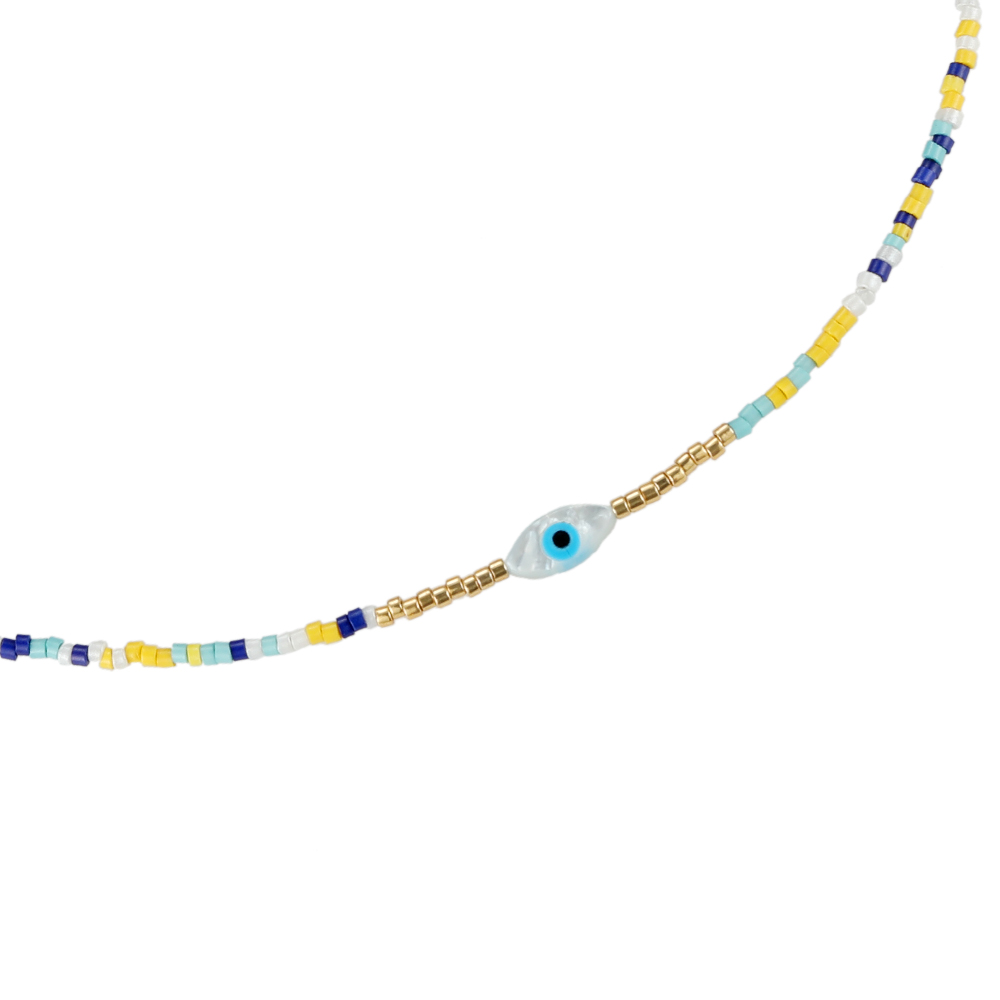 Blue Eye Miyuki Beads Stainless Steel Necklace