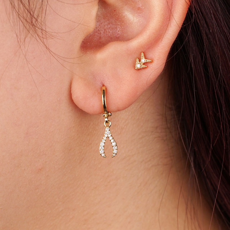 Diamond Wishbones Gold-plated Earrings