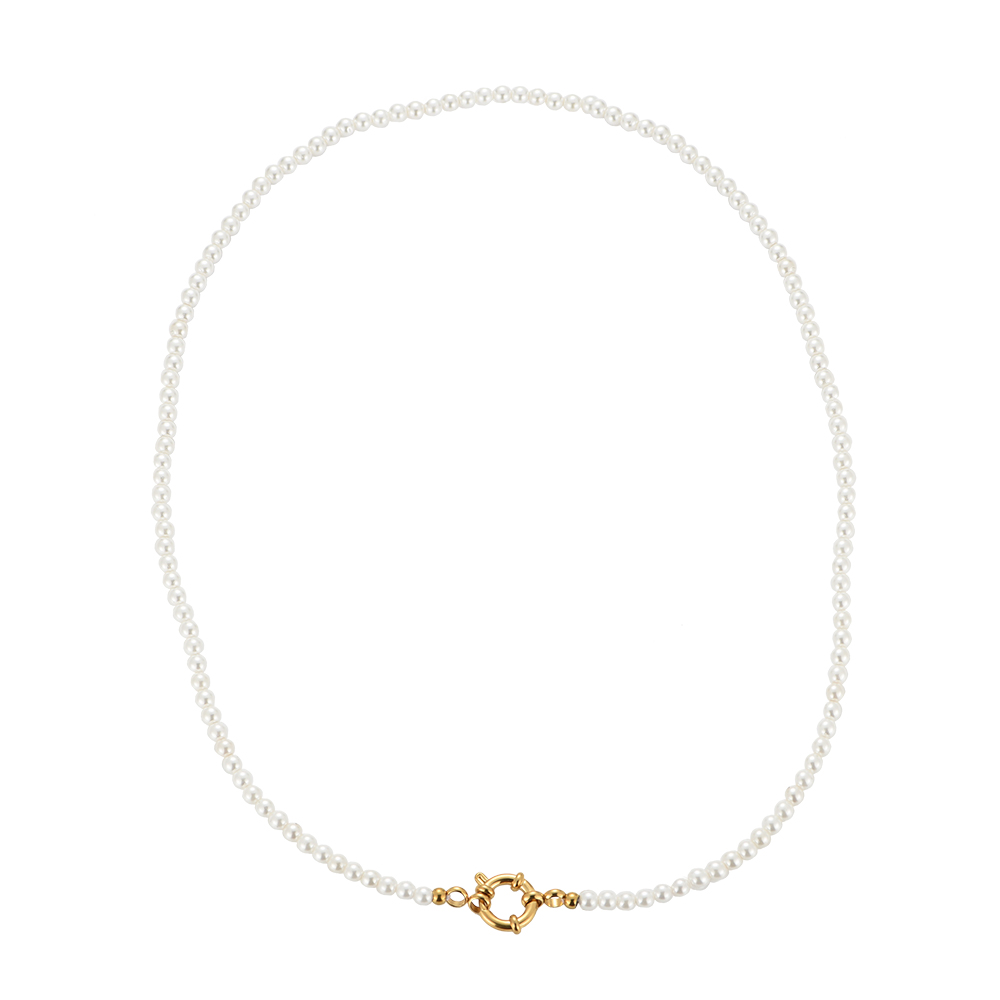 Line of Mini Pearls Stainless Steel Necklace