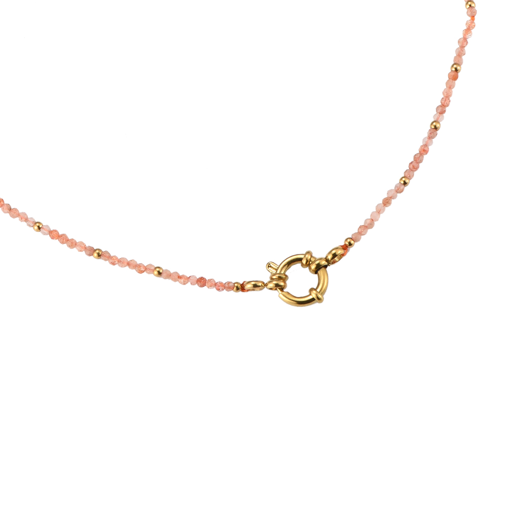 Golden Sun Semi-Precious Gemstone Stainless Steel Necklace