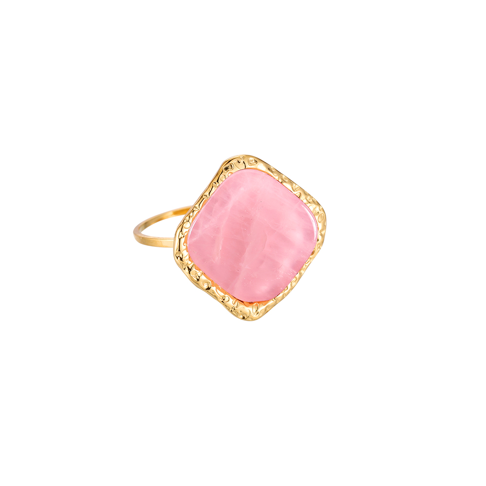 Rosa Quartz Edelstahl Ring