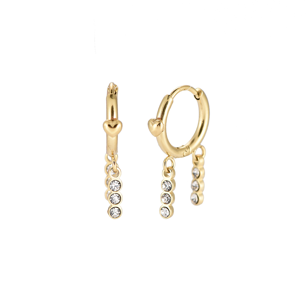 Tiny Hanging Diamonds Stainless Steel Earrings