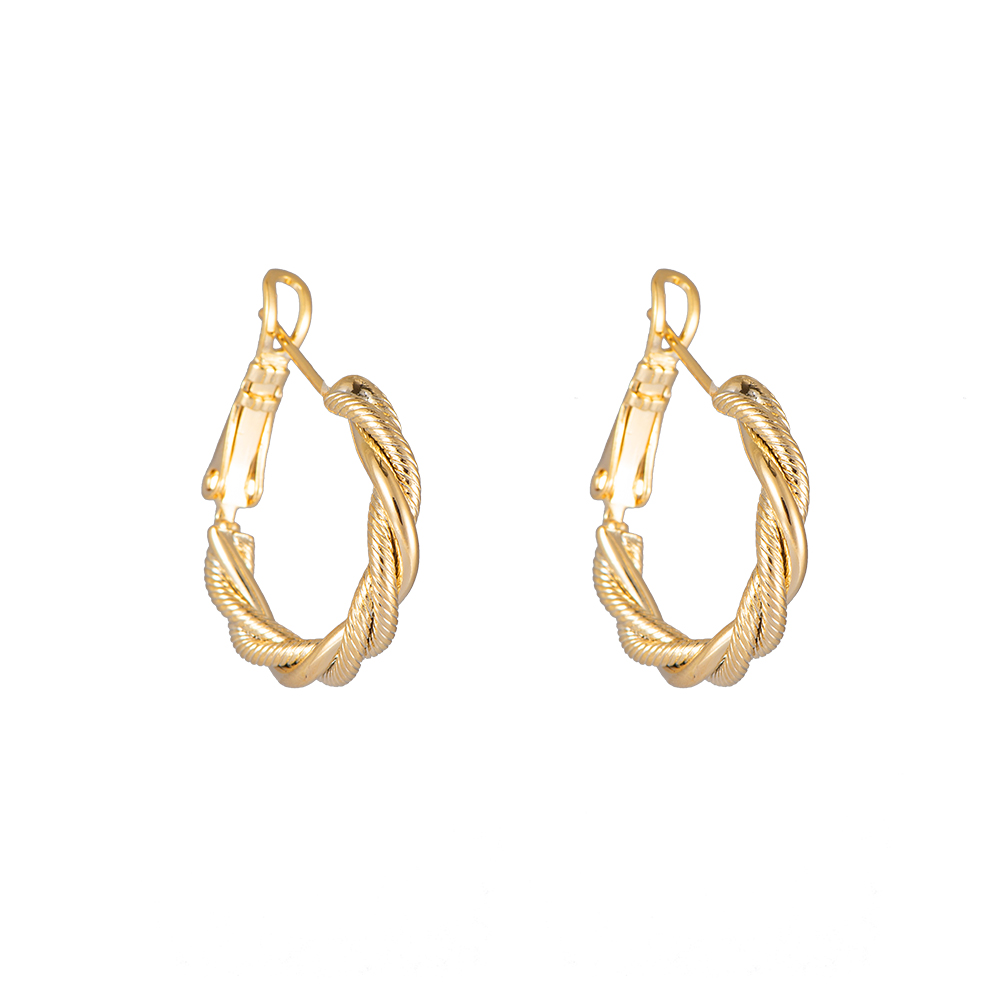 Twisted with embossing Gold Plated Earring