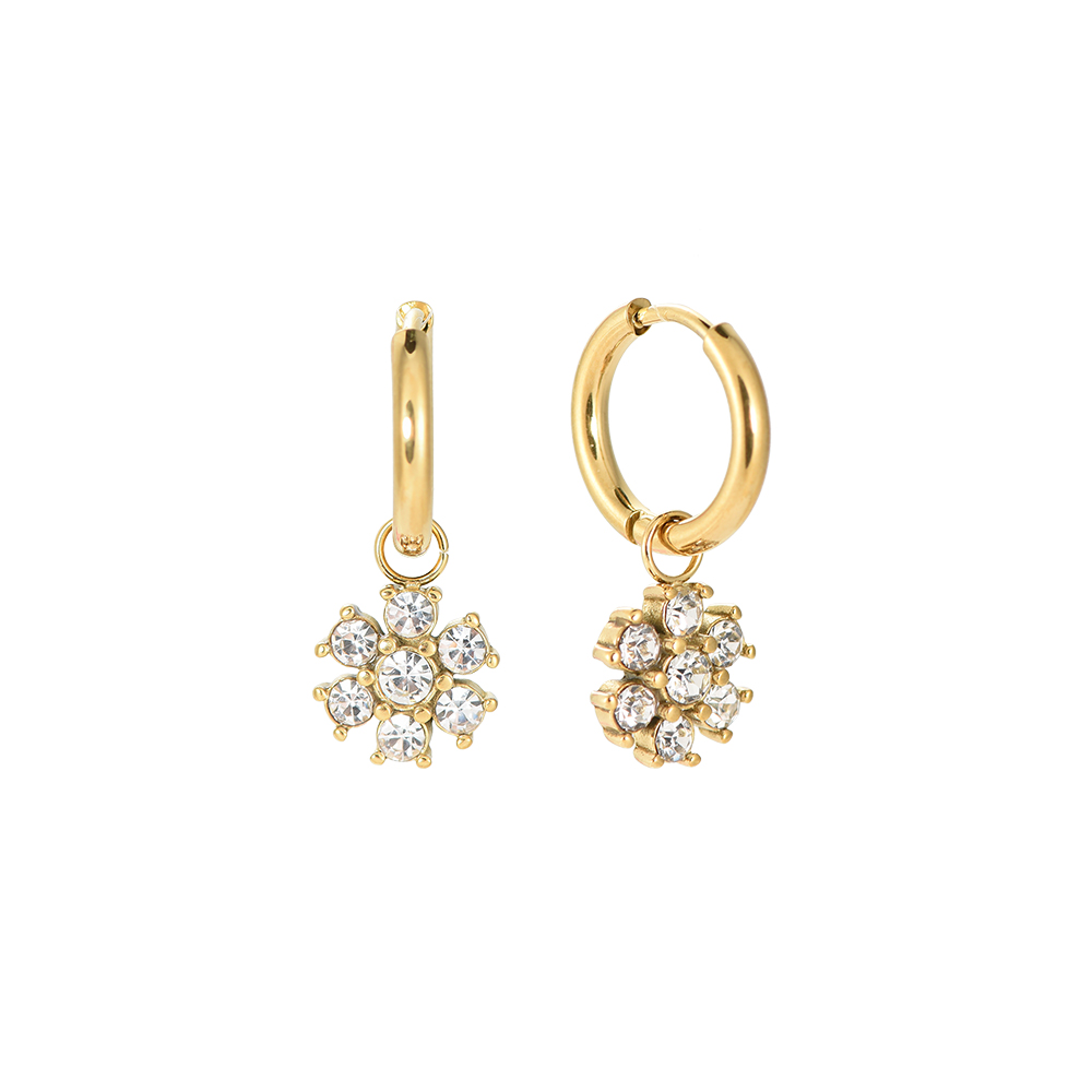 Hexaflower Diamond Stainless Steel Earrings