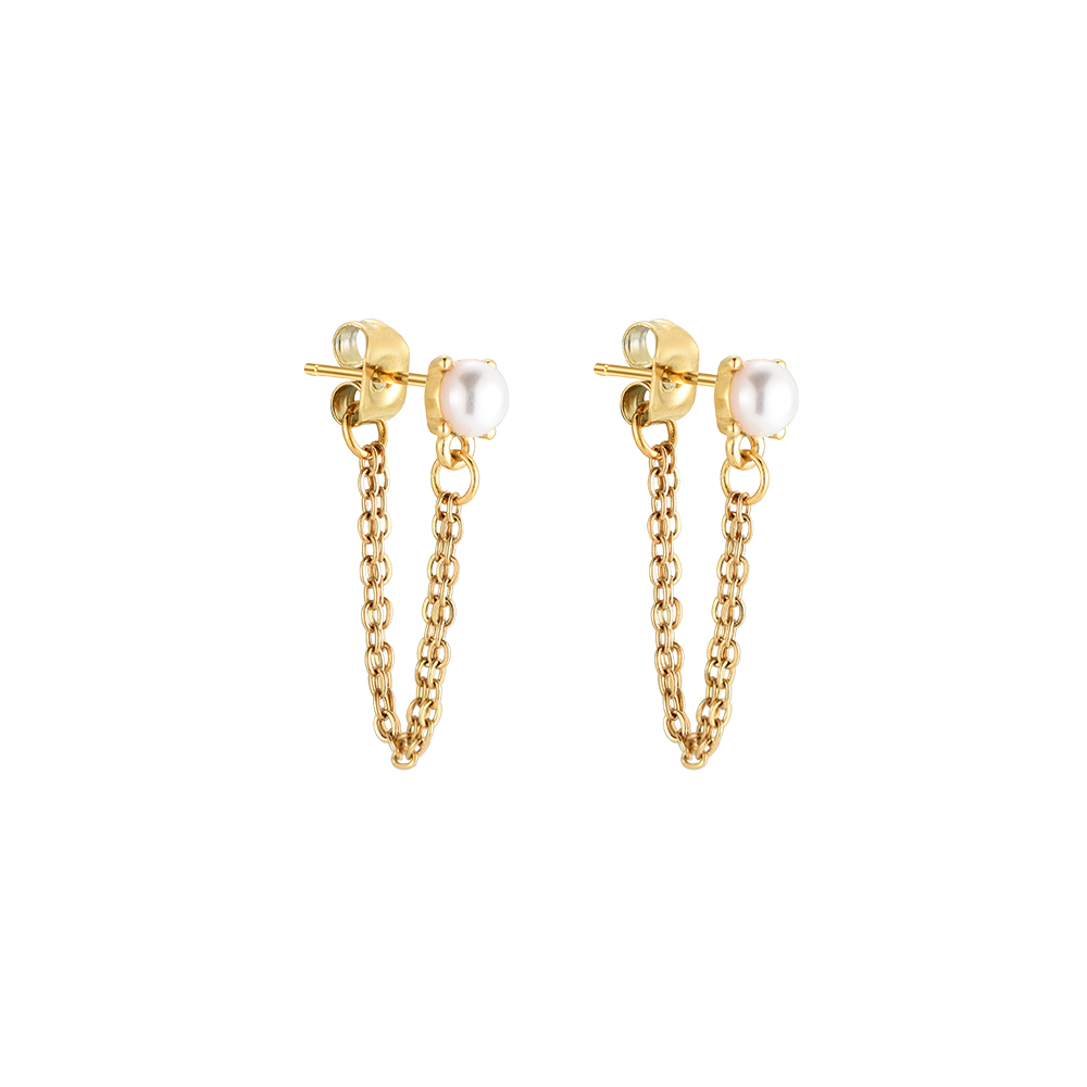 Alluring Chain Pearl Stainless Steel Ear Studs