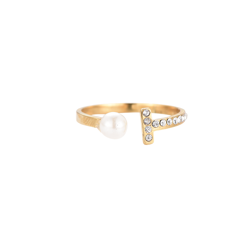 Shining Diamonds & Pearl Edelstahl Ring